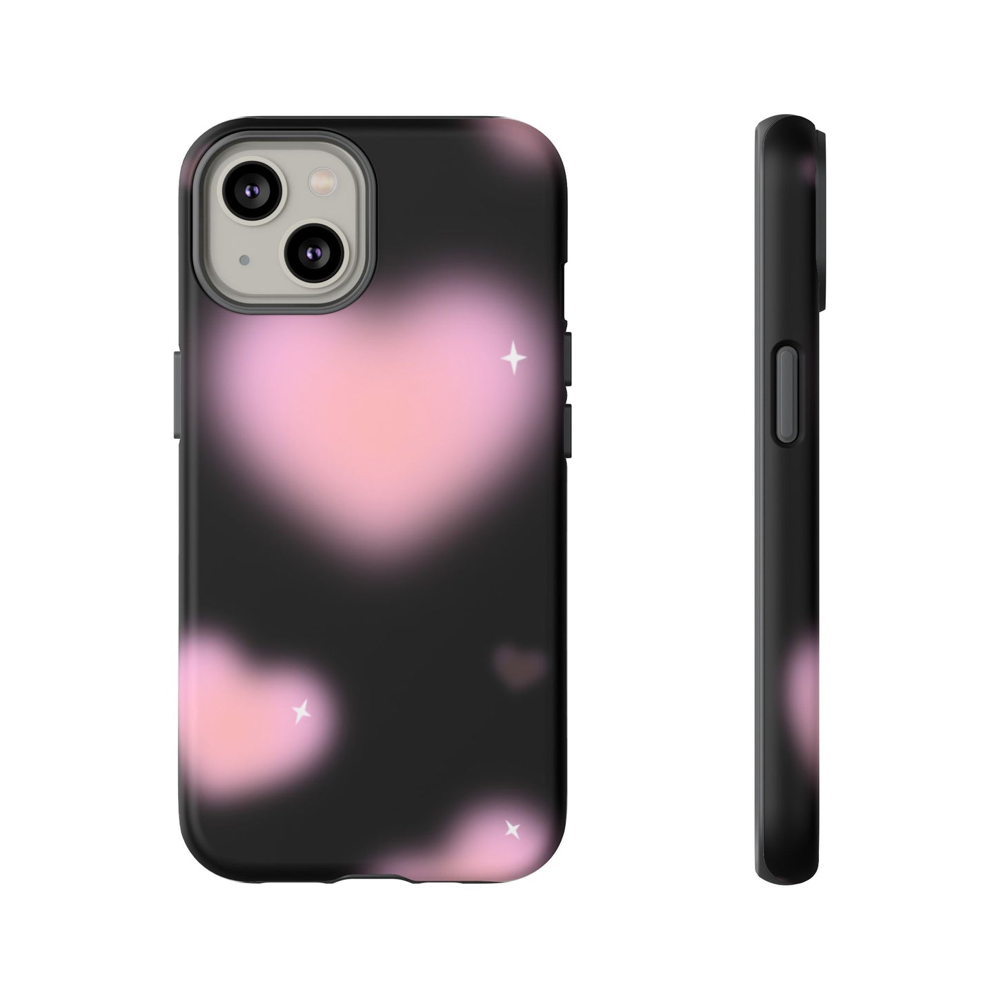 Black and Pink Blurry Heart Phone Case