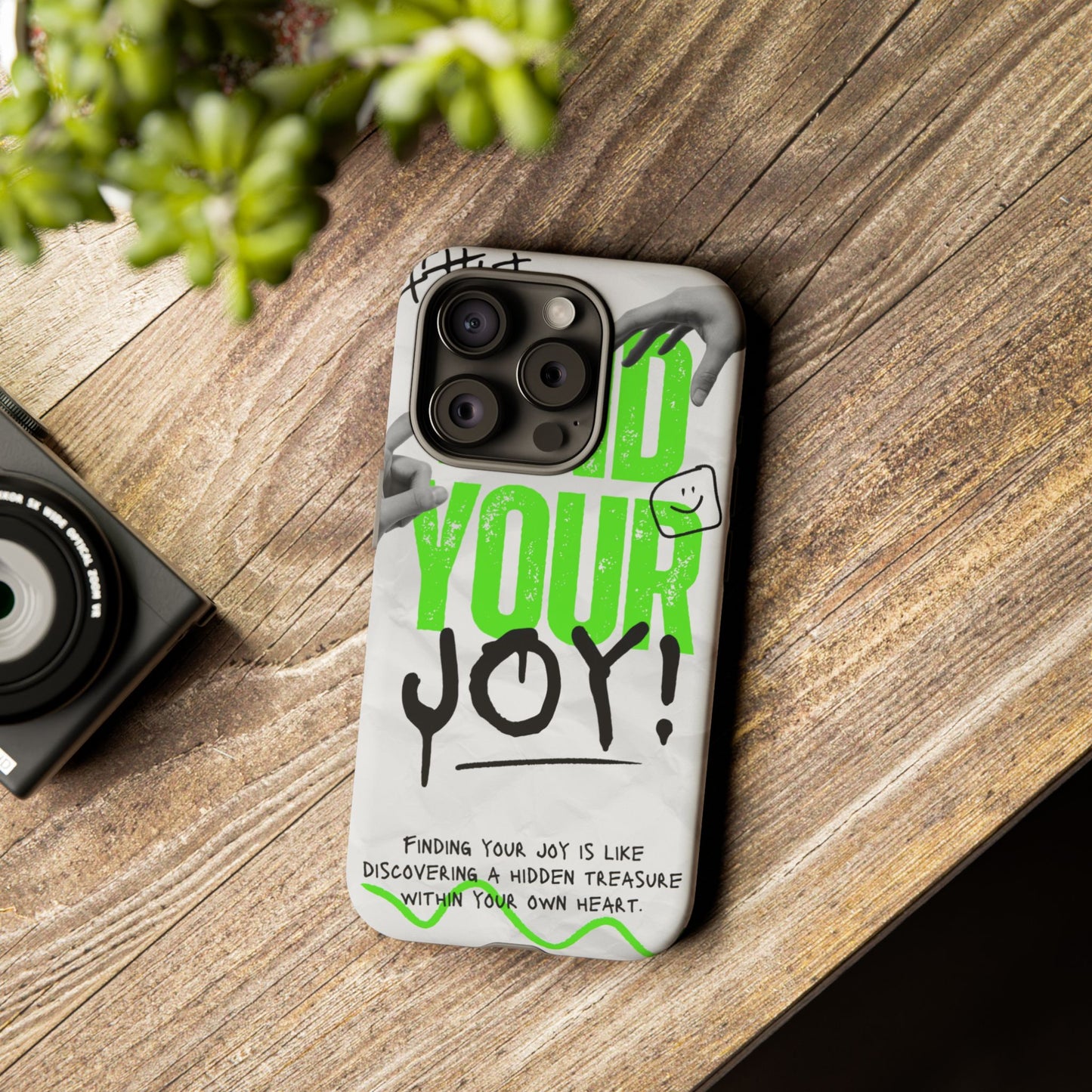 White Green Grunge Find Your Joy Phone Case