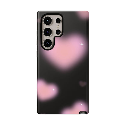 Black and Pink Blurry Heart Phone Case