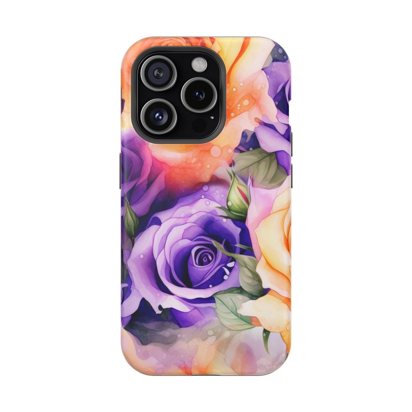 Vibrant Purple and Gold Floral Pattern Magnetic iPhone Case