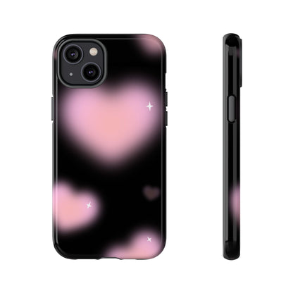 Black and Pink Blurry Heart Phone Case