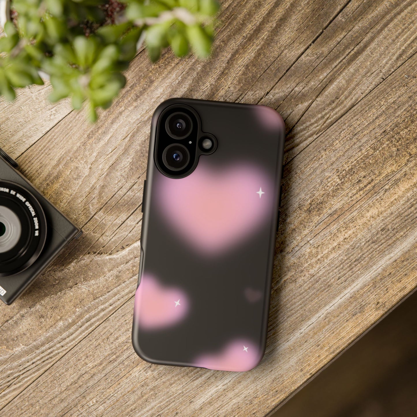 Black and Pink Blurry Heart Phone Case