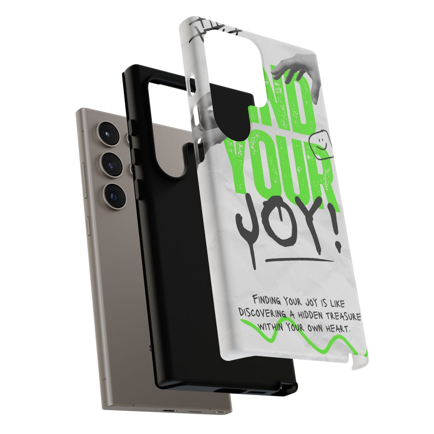 White Green Grunge Find Your Joy Phone Case
