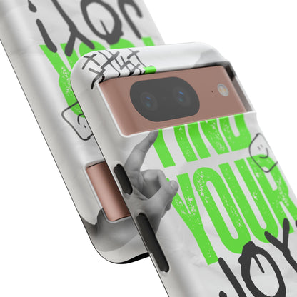 White Green Grunge Find Your Joy Phone Case
