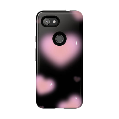 Black and Pink Blurry Heart Phone Case