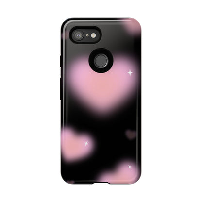 Black and Pink Blurry Heart Phone Case