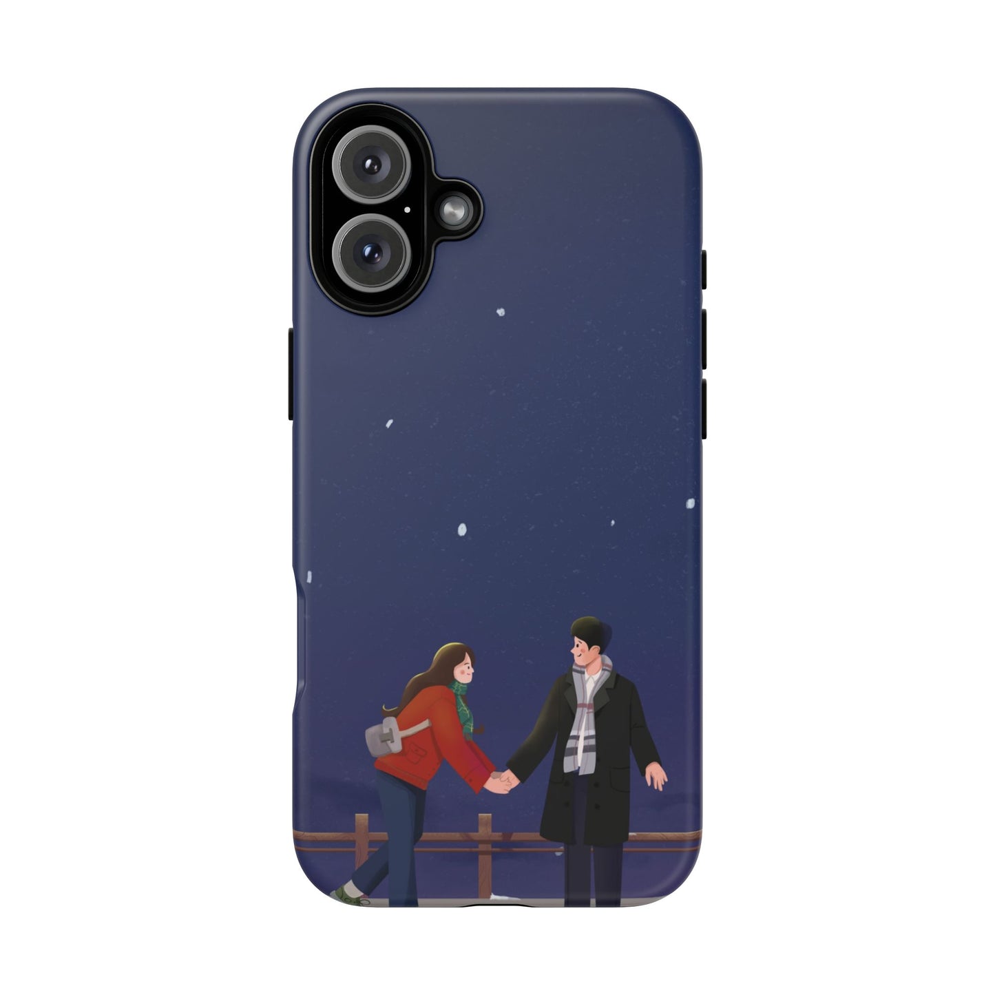Blue Illustrated Couple and Night Sky Phone Case