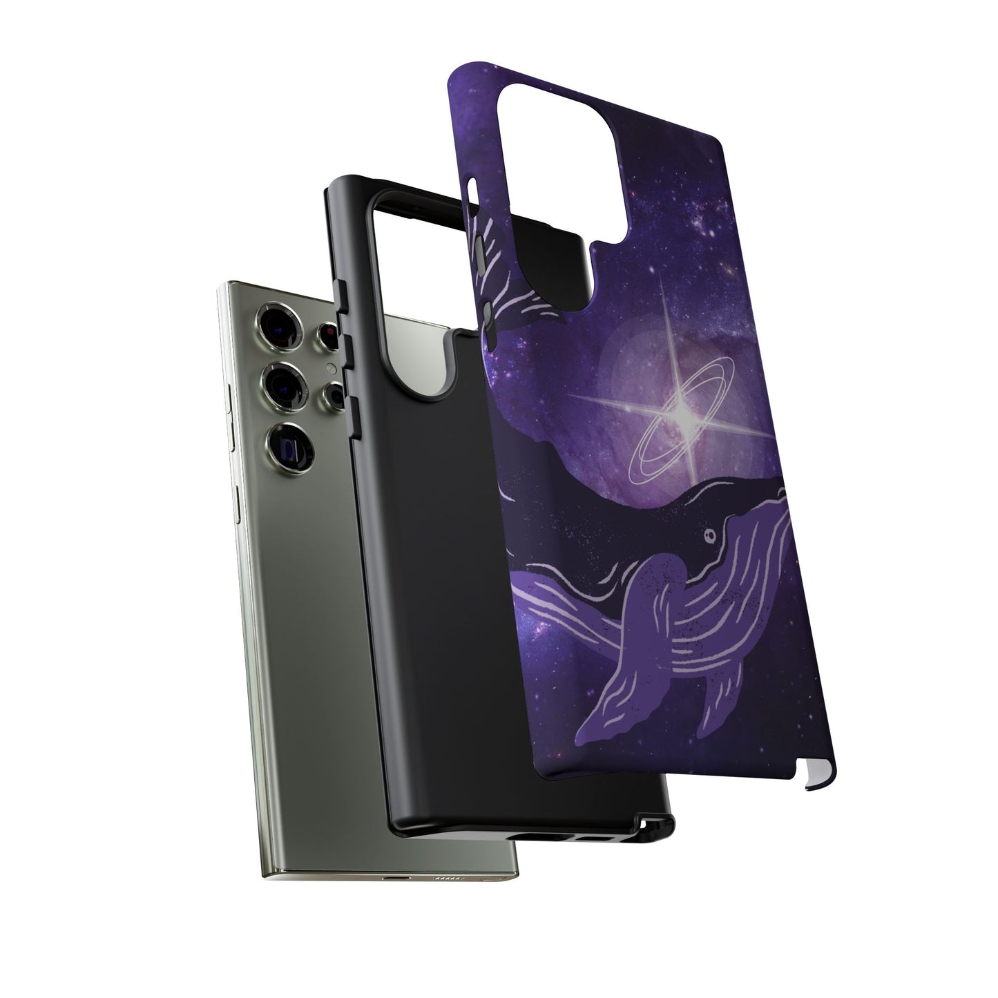 Purple Whale in Outer Space Phone Case