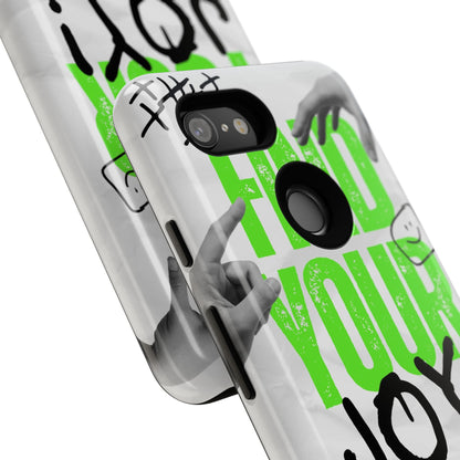 White Green Grunge Find Your Joy Phone Case