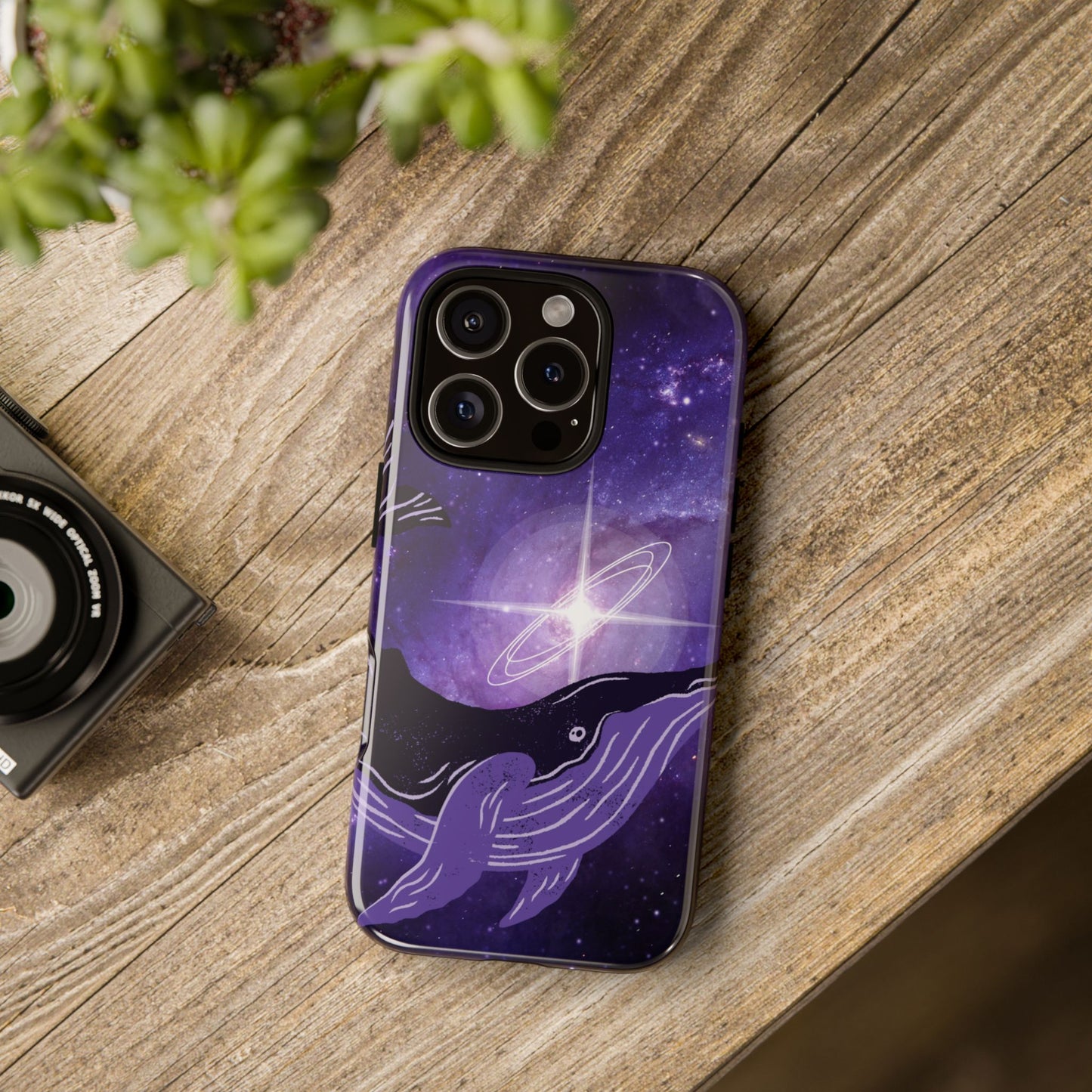 Purple Whale in Outer Space Phone Case