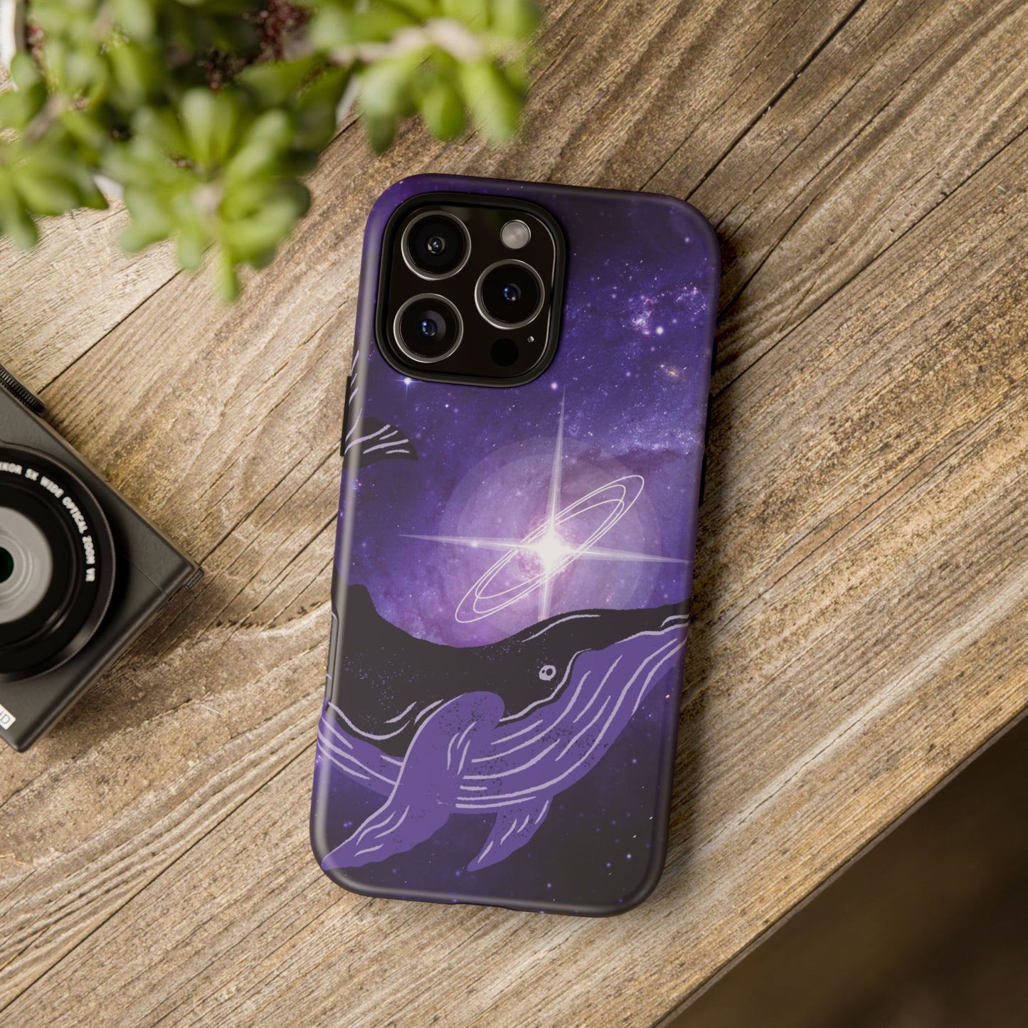 Purple Whale in Outer Space Phone Case