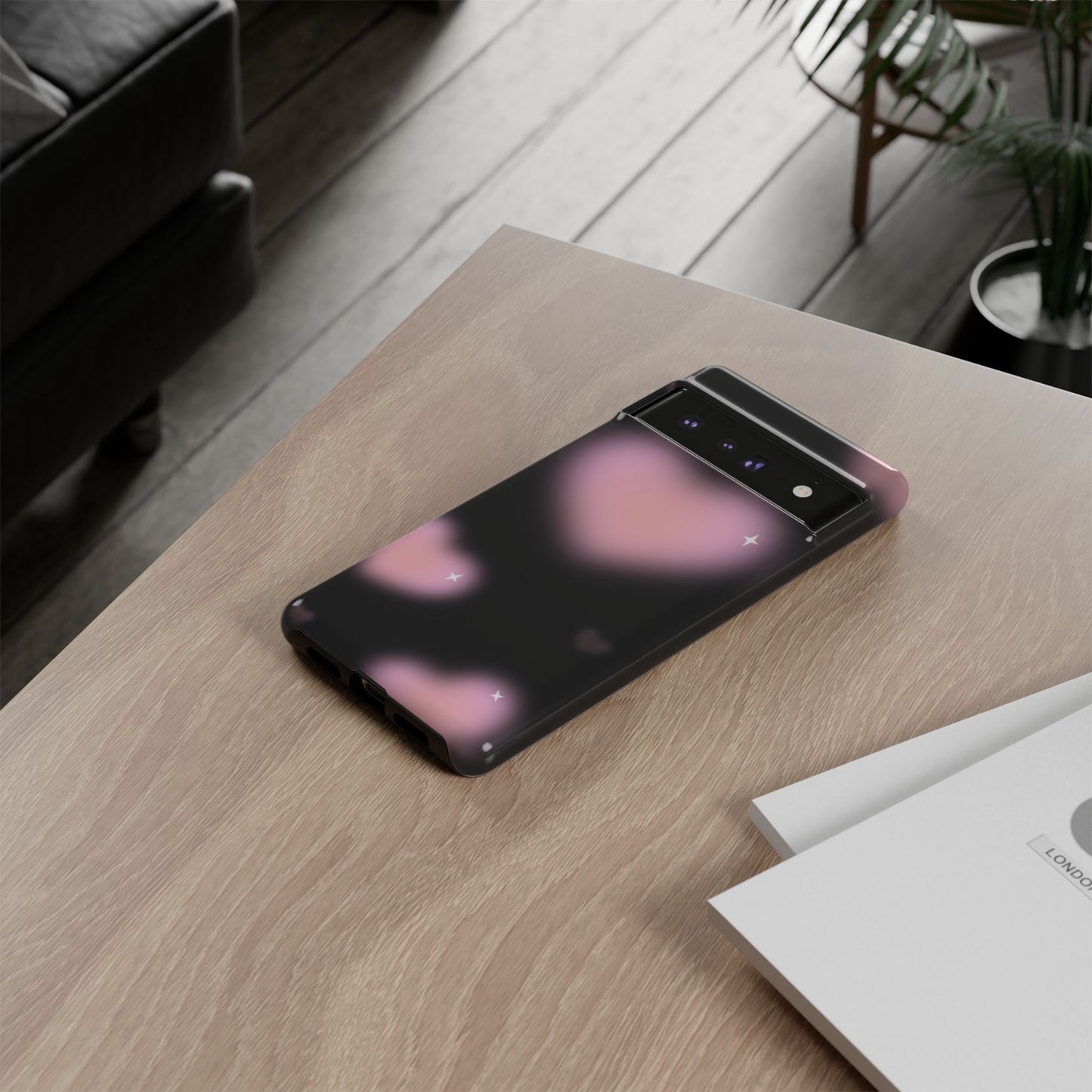 Black and Pink Blurry Heart Phone Case