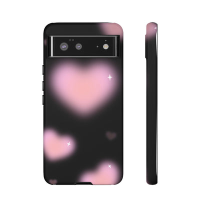 Black and Pink Blurry Heart Phone Case