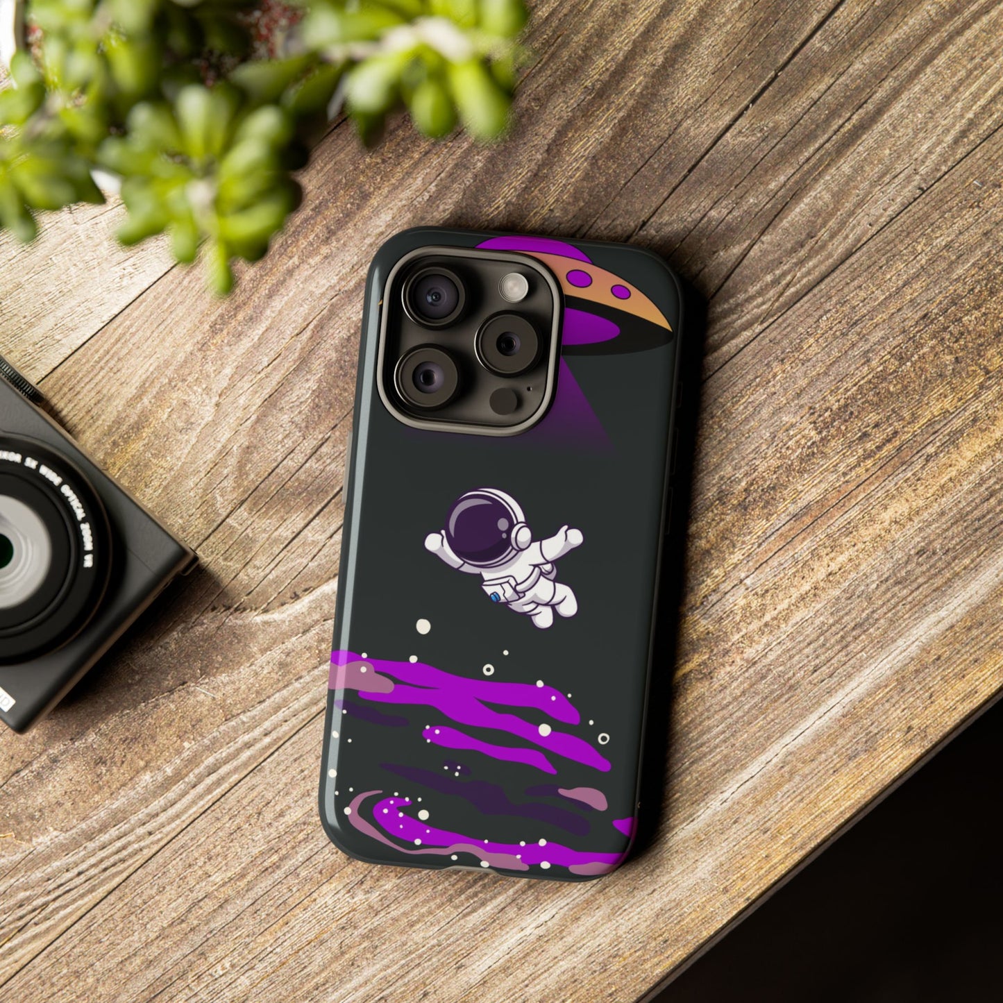 Black and Purple Minimalist Modern Space Phone Case