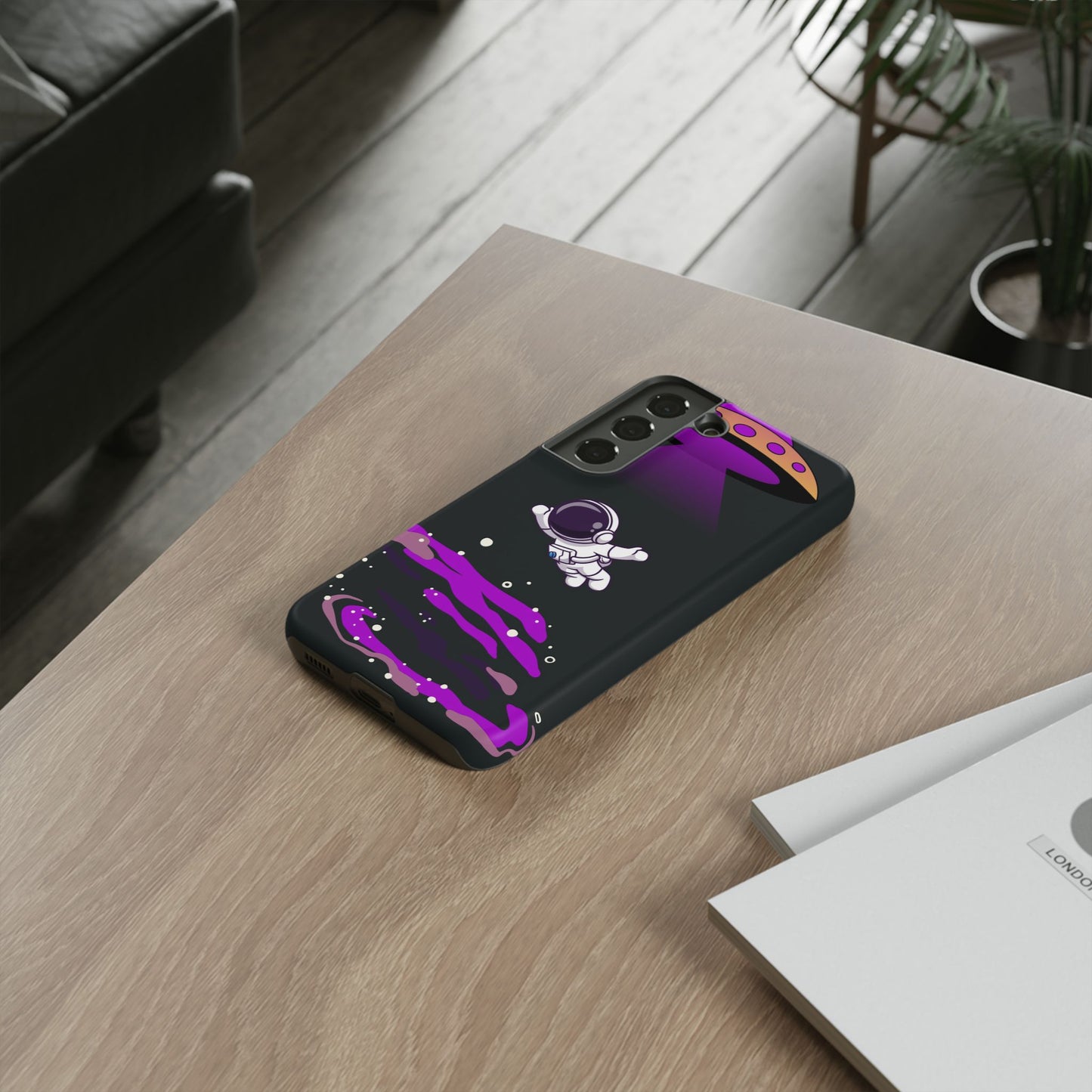 Black and Purple Minimalist Modern Space Phone Case