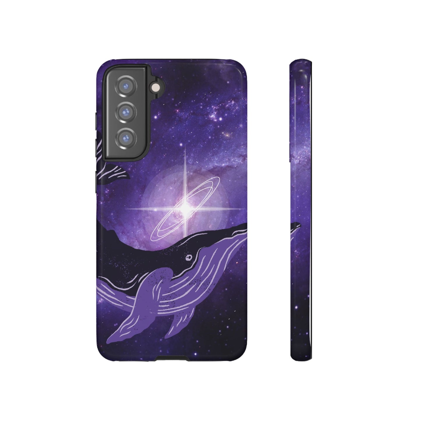 Purple Whale in Outer Space Phone Case