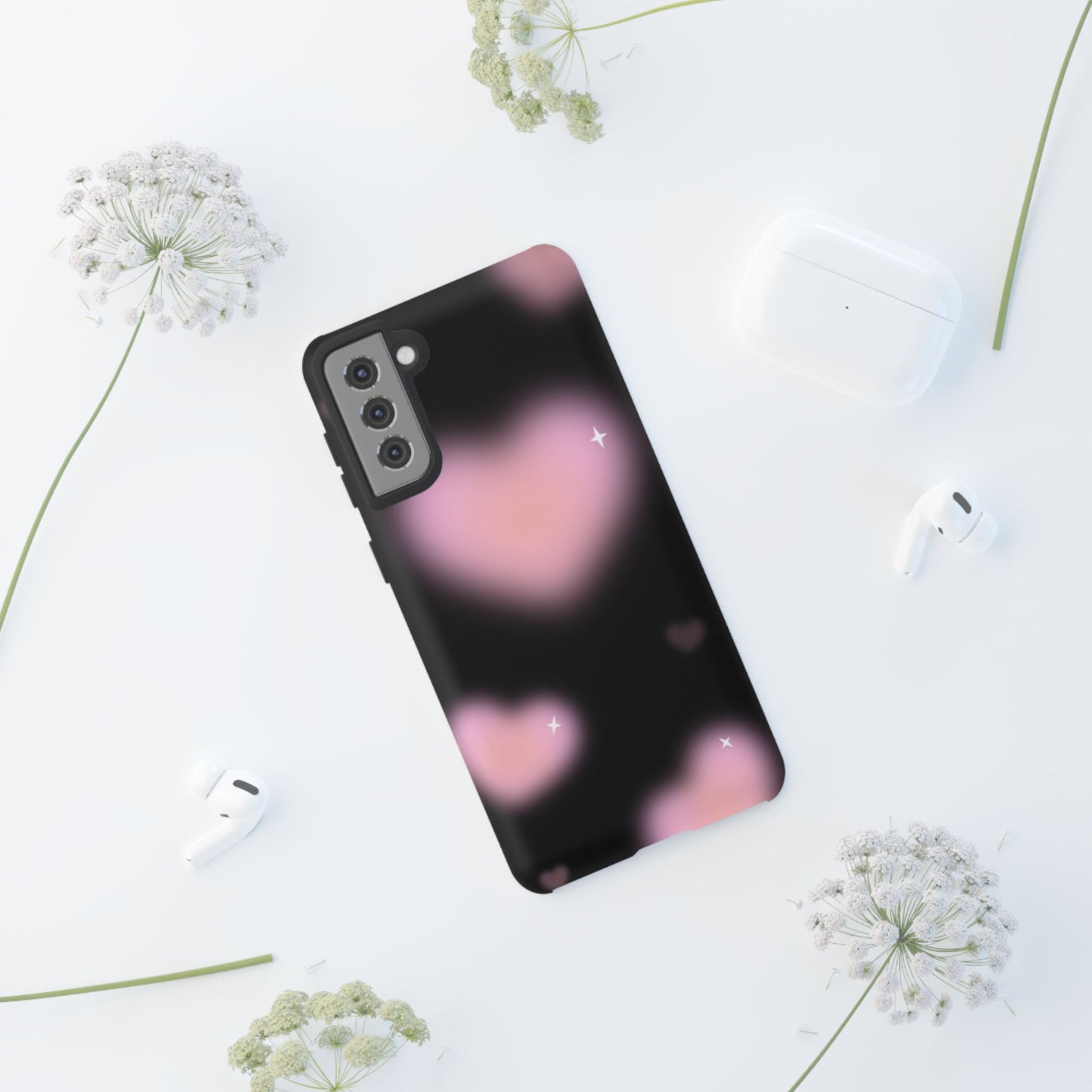 Black and Pink Blurry Heart Phone Case