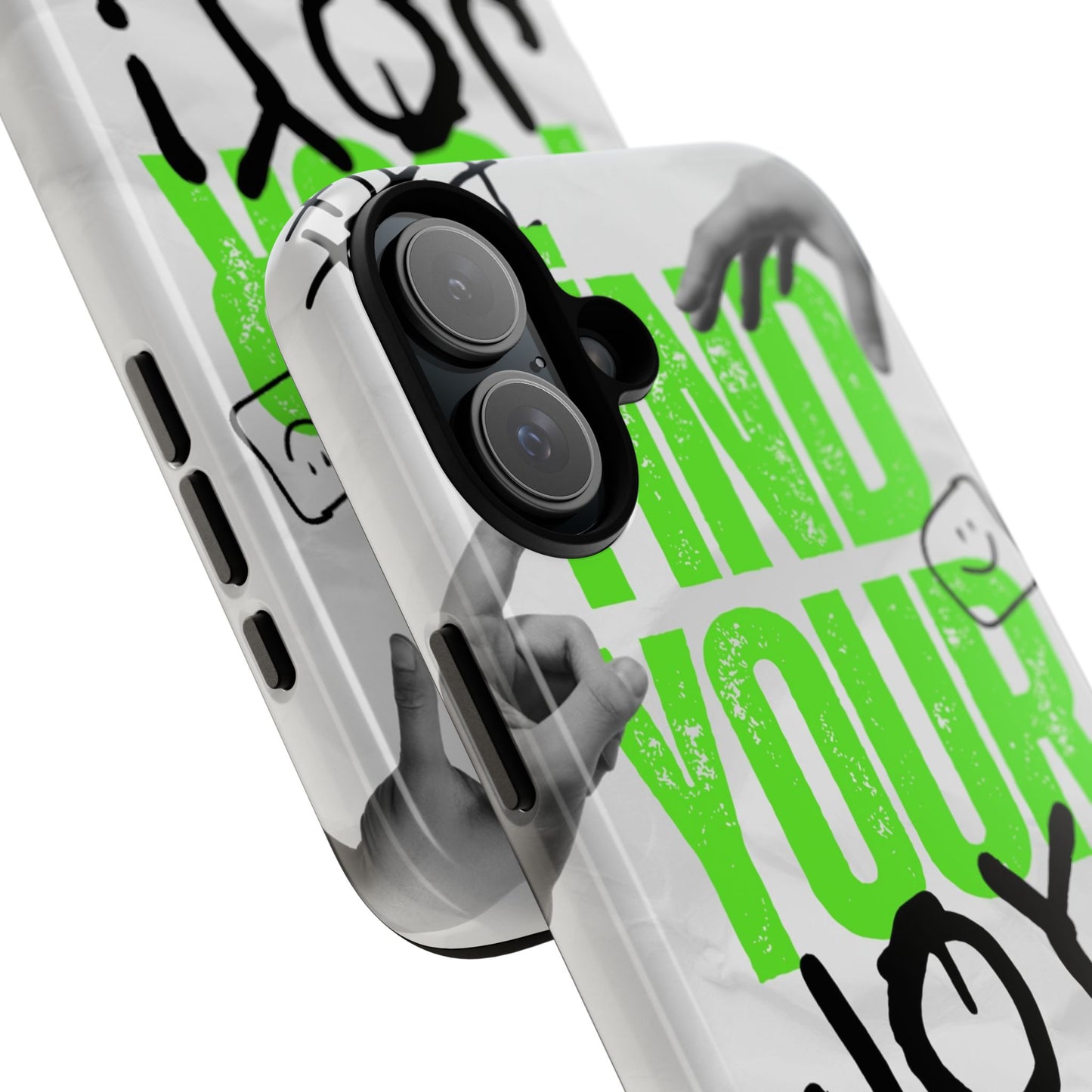 White Green Grunge Find Your Joy Phone Case