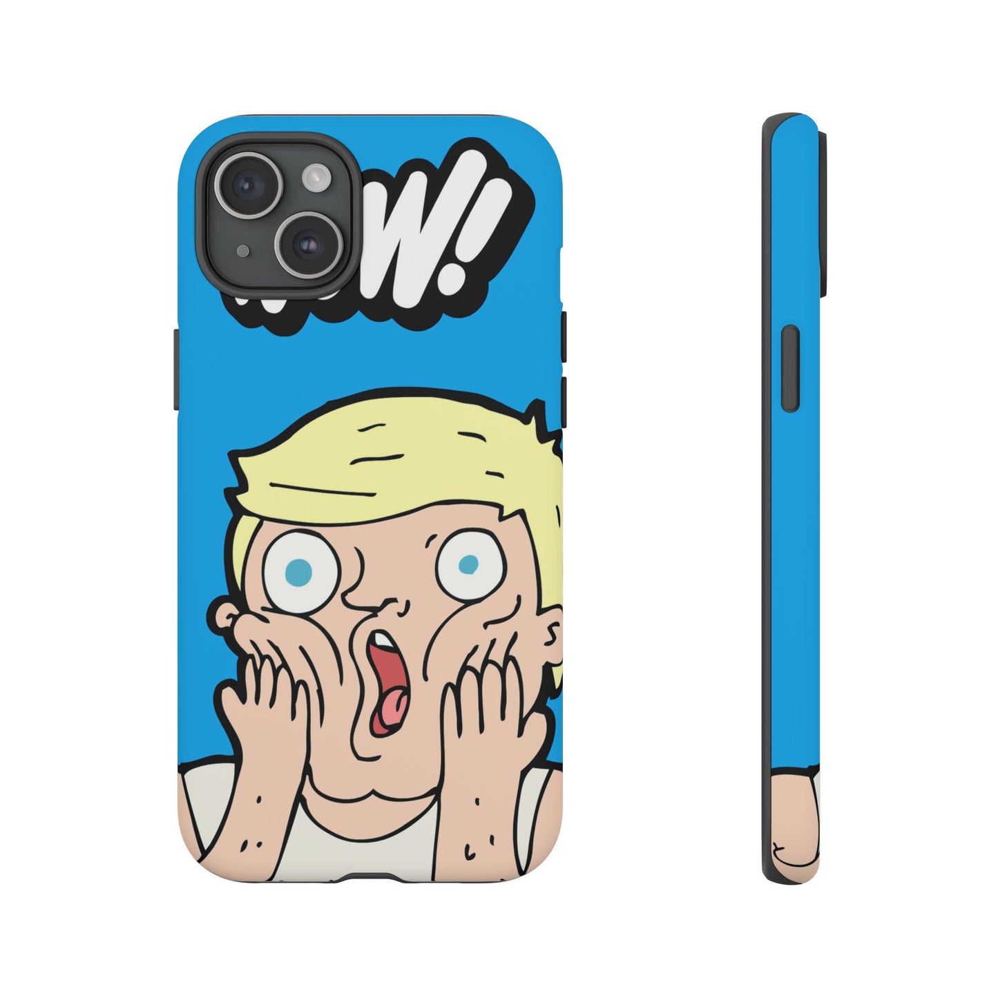 Blue Illustrated Shocked Man Phone Case