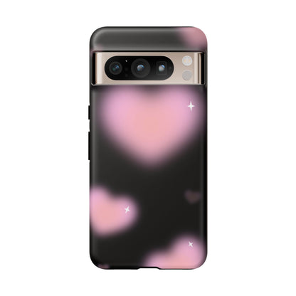 Black and Pink Blurry Heart Phone Case