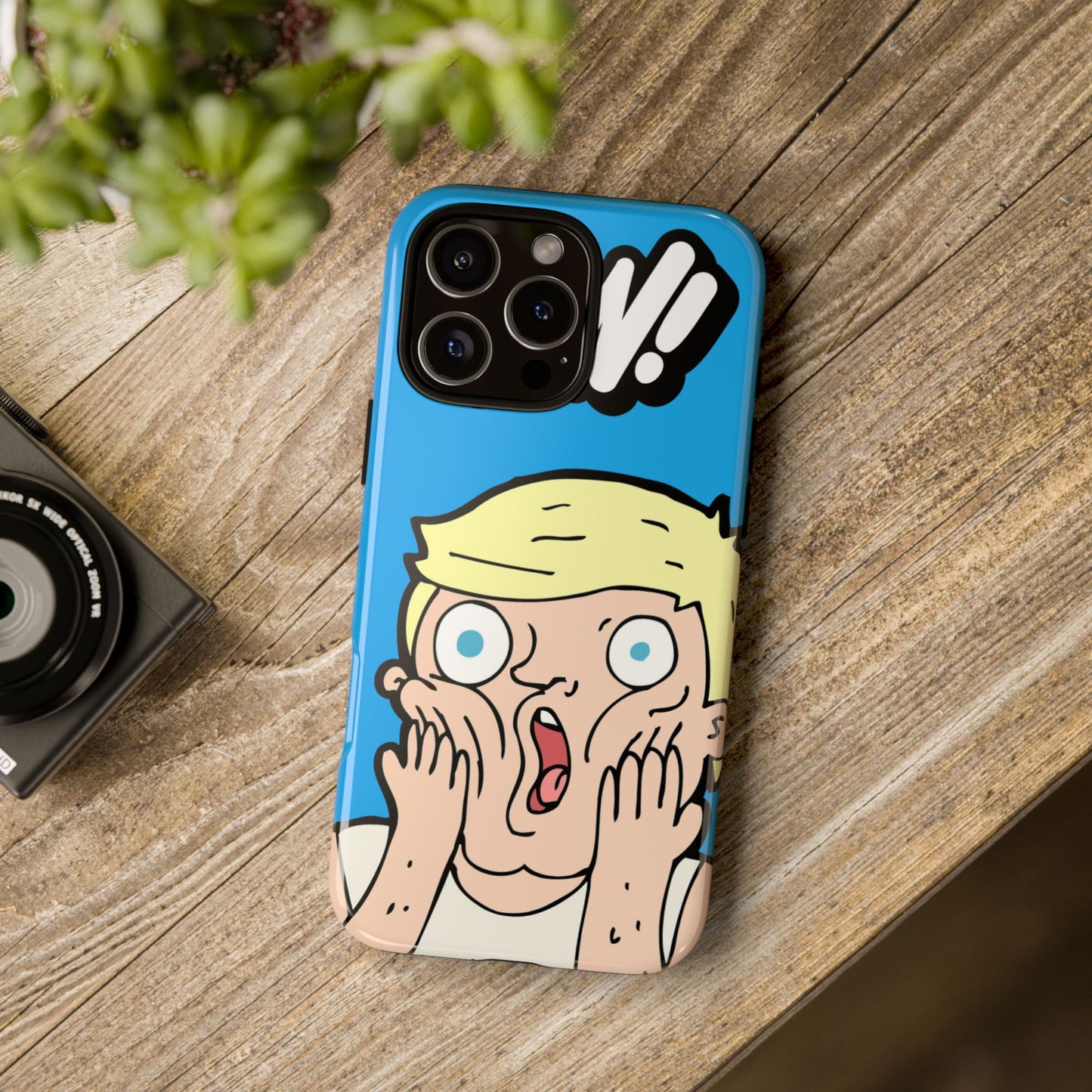 Blue Illustrated Shocked Man Phone Case