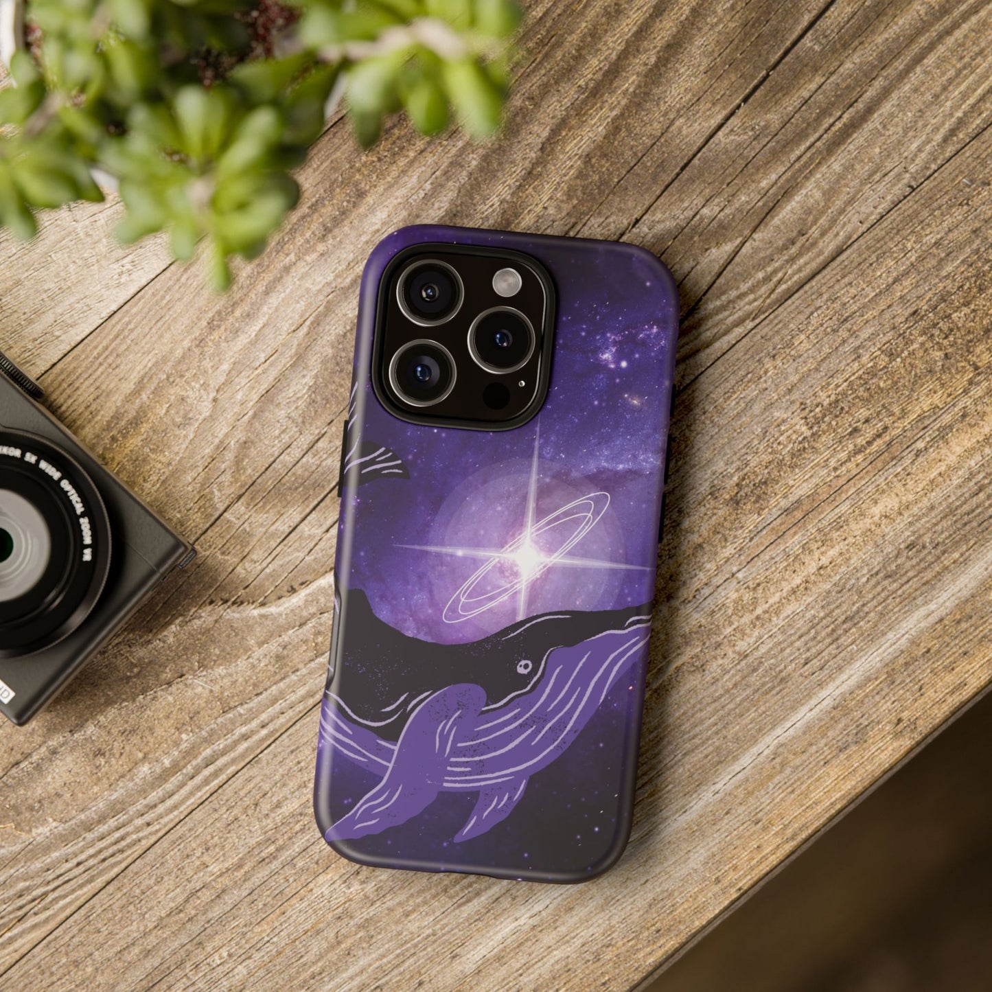 Purple Whale in Outer Space Phone Case