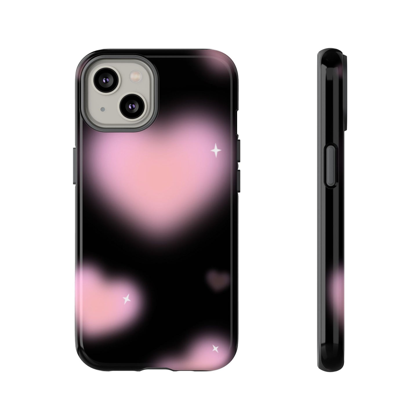 Black and Pink Blurry Heart Phone Case