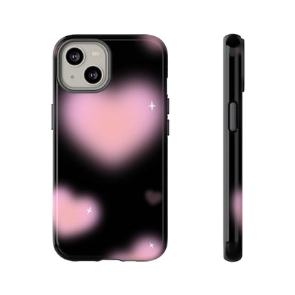 Black and Pink Blurry Heart Phone Case