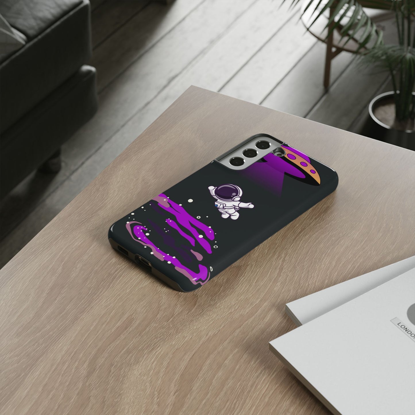 Black and Purple Minimalist Modern Space Phone Case