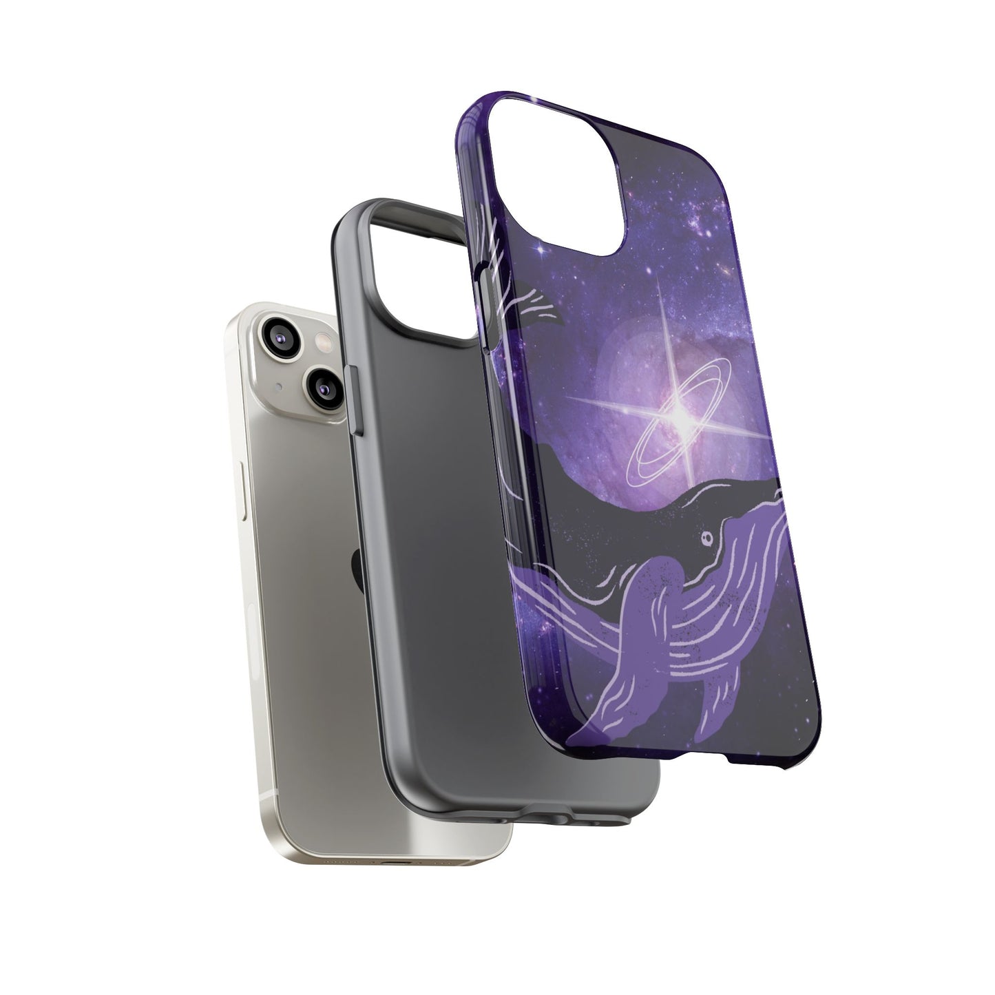 Purple Whale in Outer Space Phone Case
