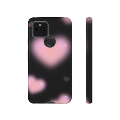 Black and Pink Blurry Heart Phone Case