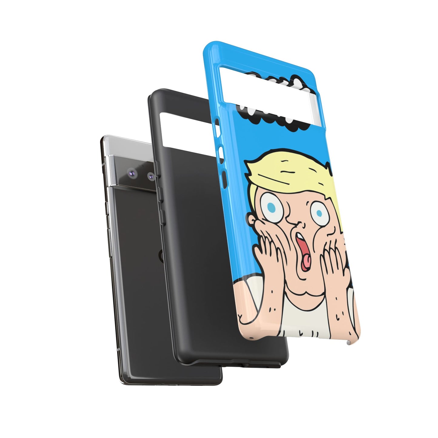 Blue Illustrated Shocked Man Phone Case