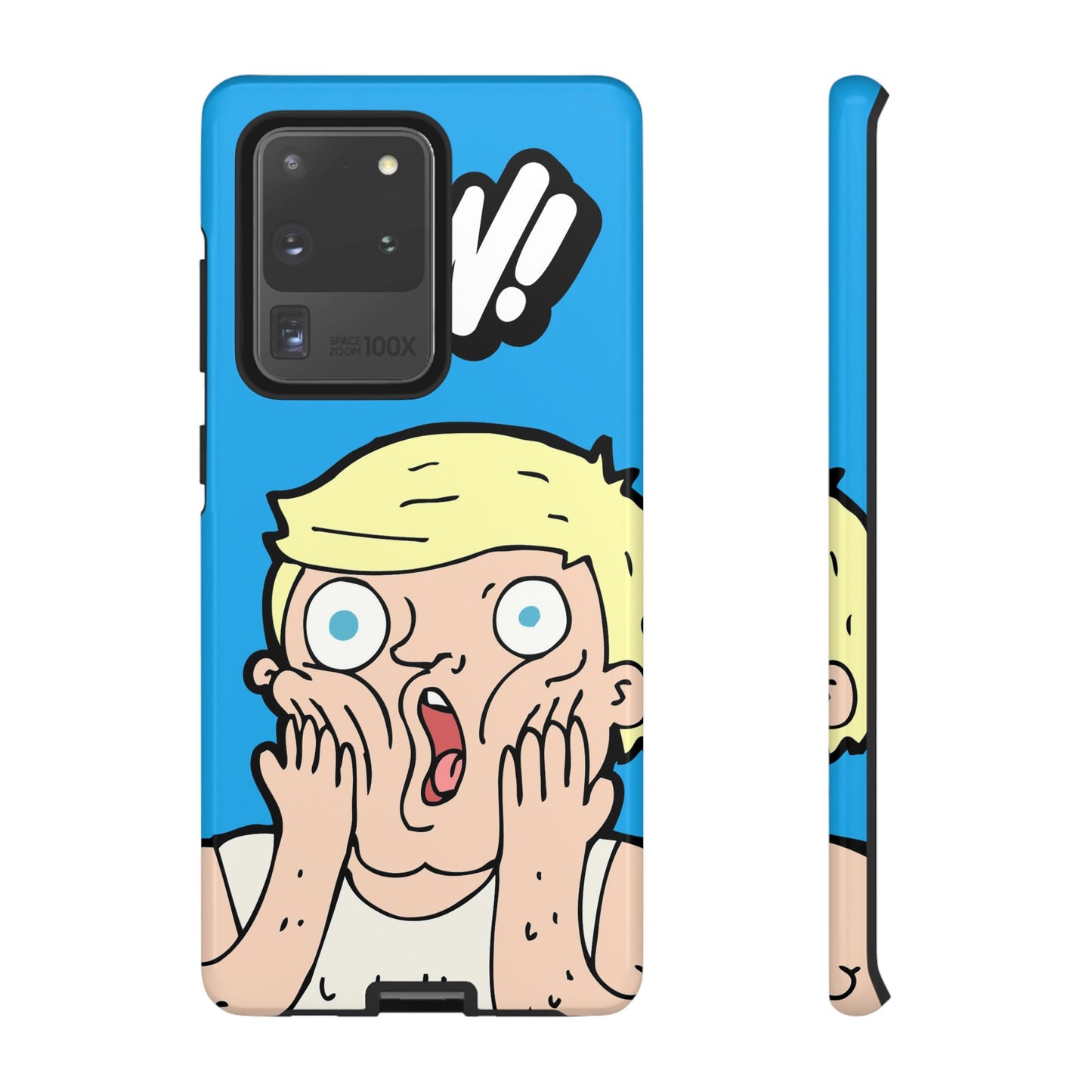 Blue Illustrated Shocked Man Phone Case
