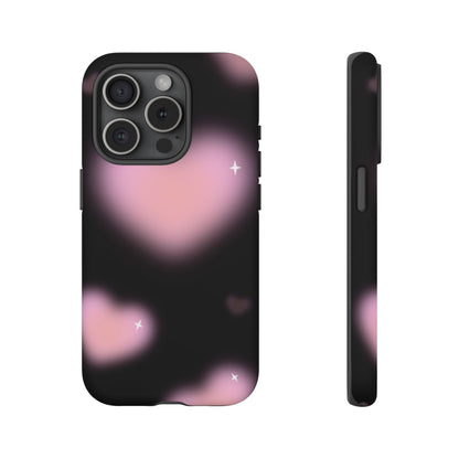Black and Pink Blurry Heart Phone Case