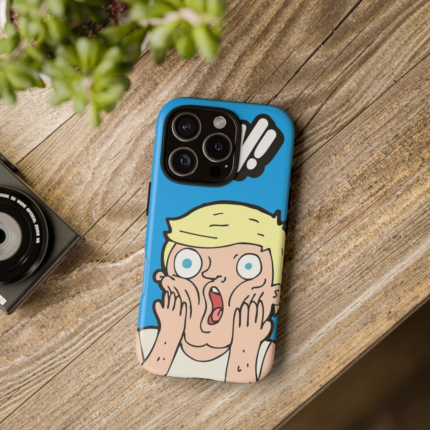 Blue Illustrated Shocked Man Phone Case
