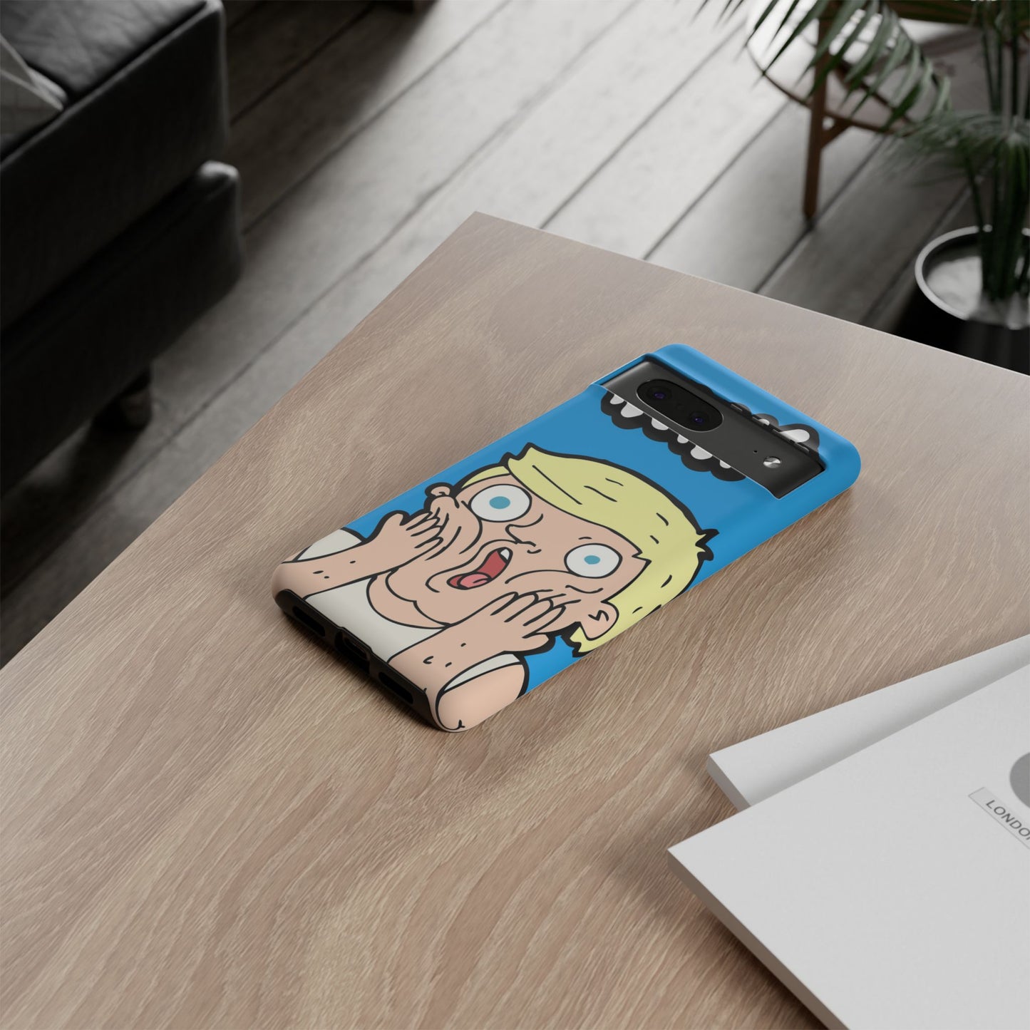 Blue Illustrated Shocked Man Phone Case