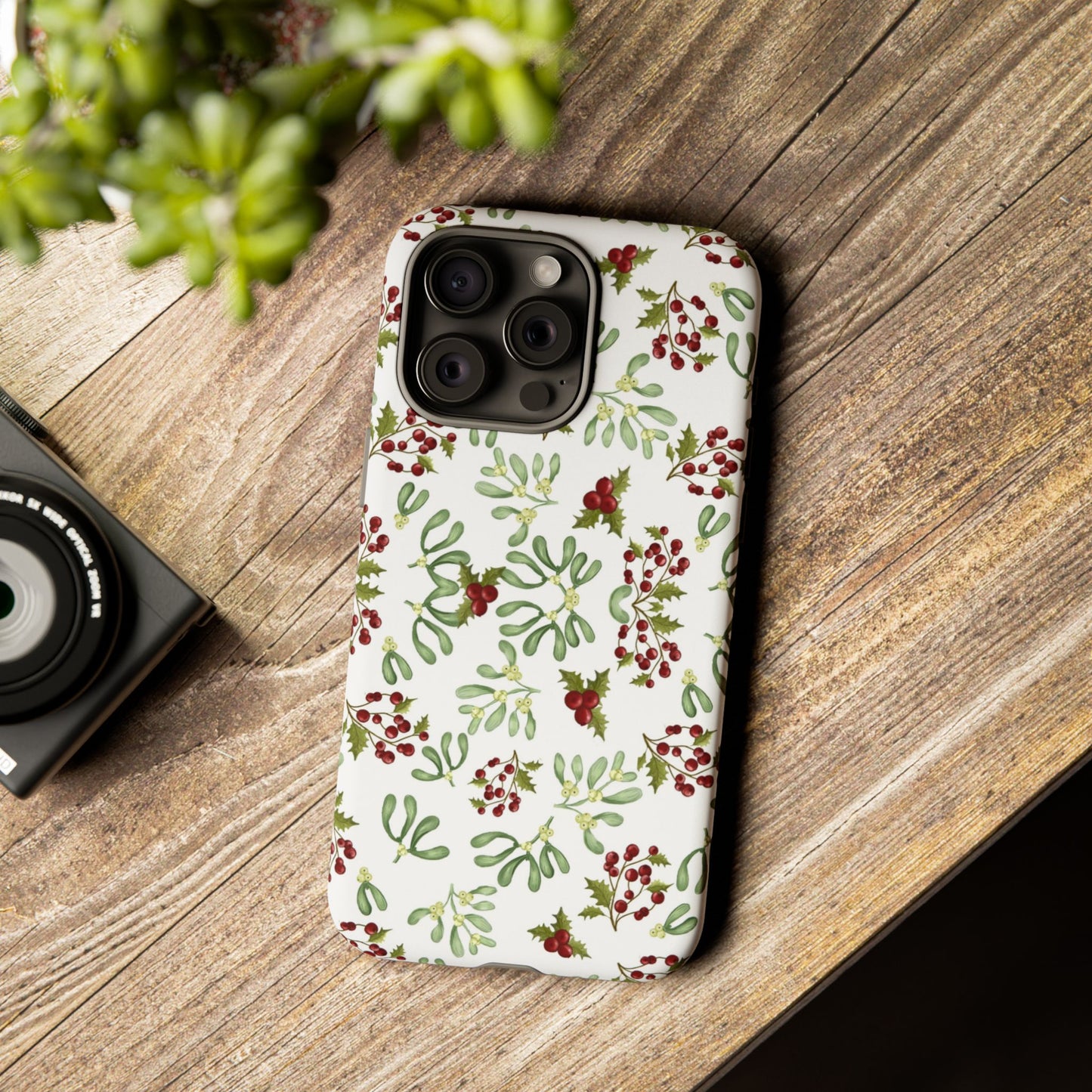 Red Green Watercolor Chriatmas Phone Case