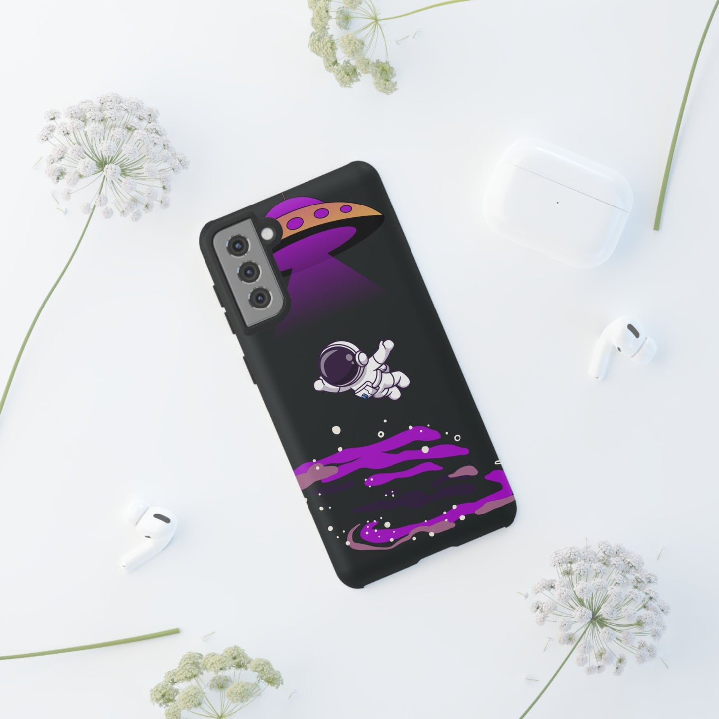 Black and Purple Minimalist Modern Space Phone Case