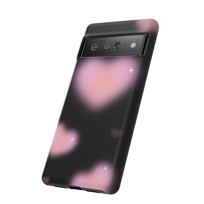 Black and Pink Blurry Heart Phone Case