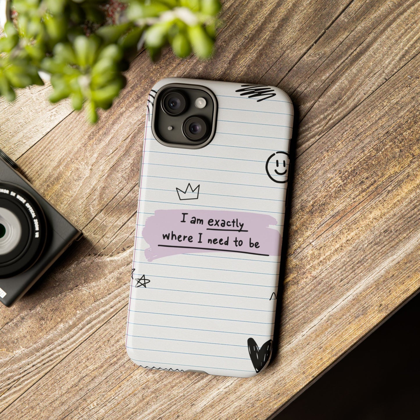 Self Affirmation Doodle Paper Phone Case