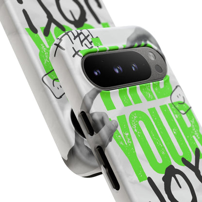 White Green Grunge Find Your Joy Phone Case