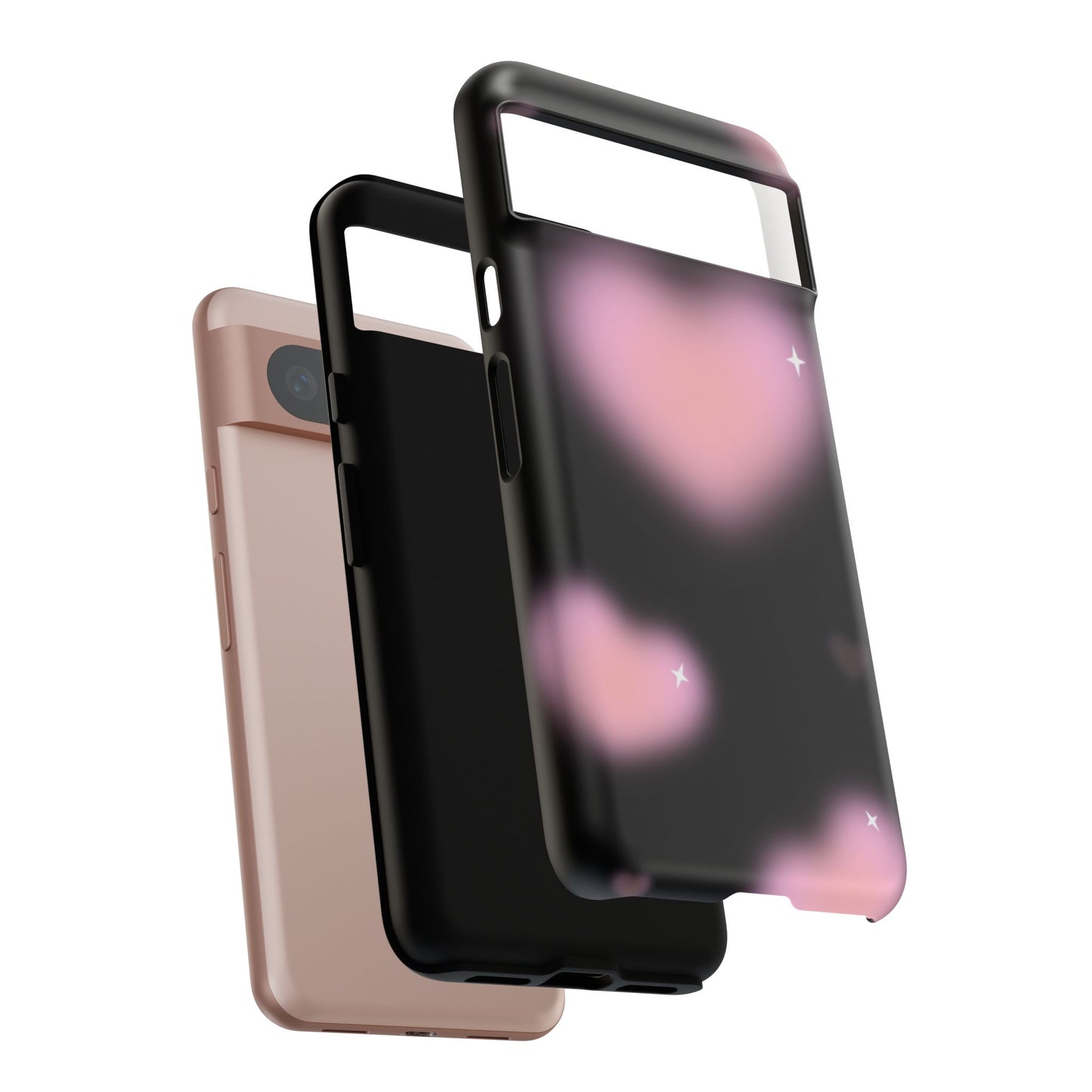 Black and Pink Blurry Heart Phone Case