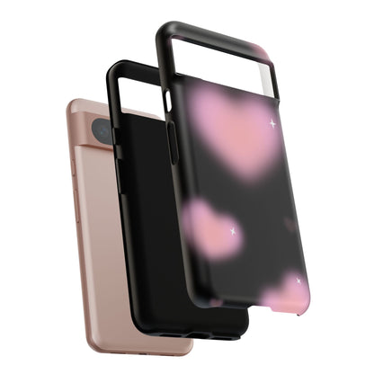 Black and Pink Blurry Heart Phone Case