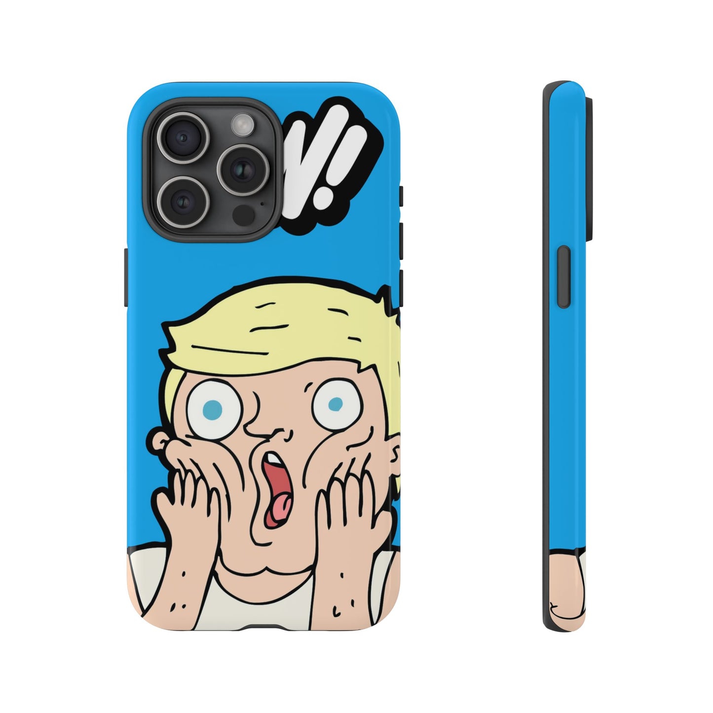 Blue Illustrated Shocked Man Phone Case
