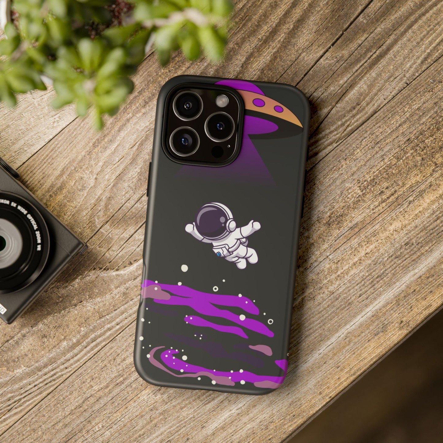 Black and Purple Minimalist Modern Space Phone Case