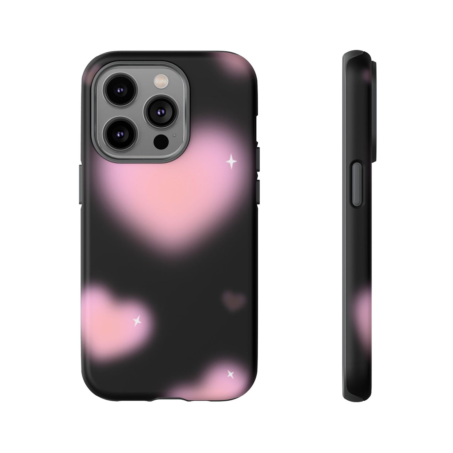 Black and Pink Blurry Heart Phone Case