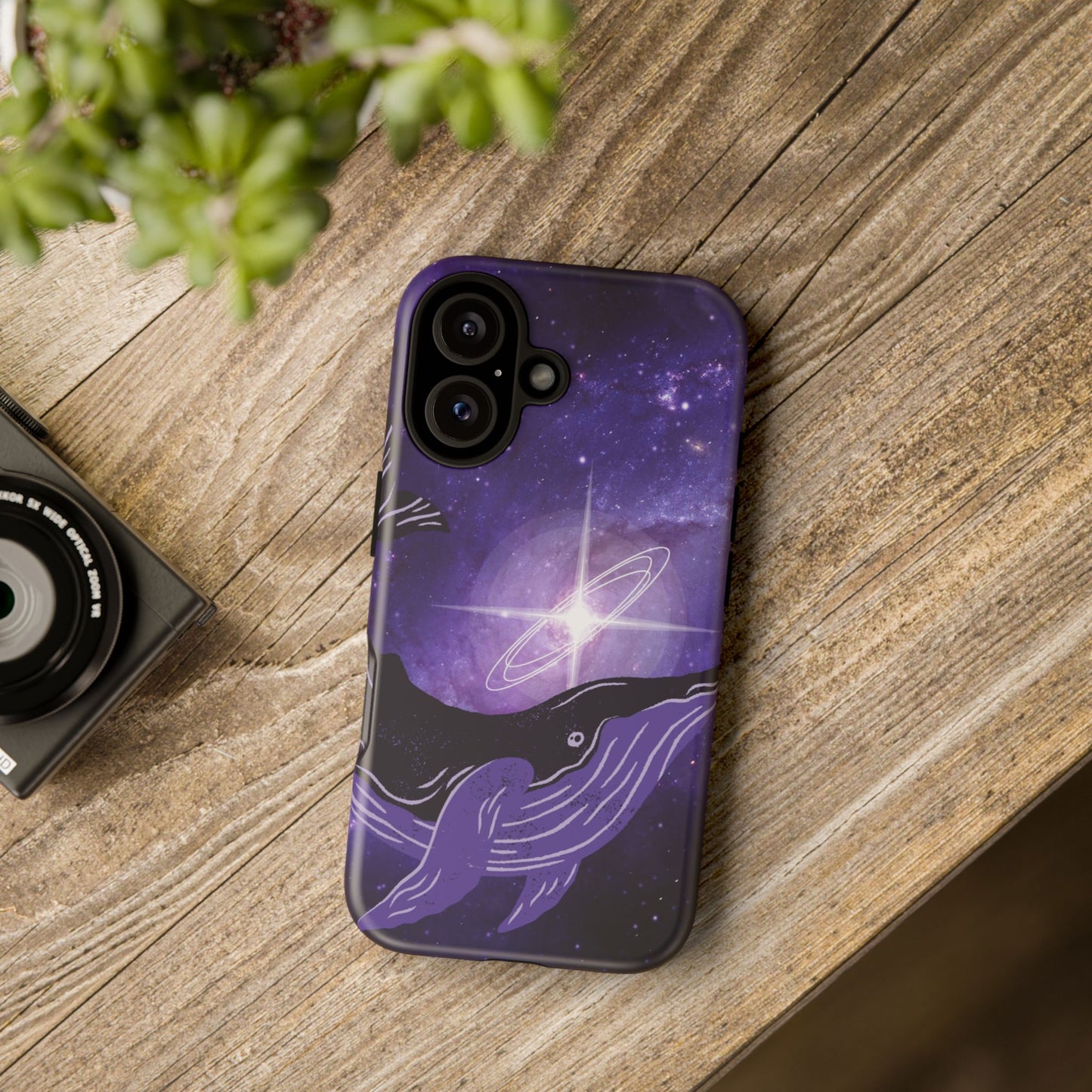 Purple Whale in Outer Space Phone Case