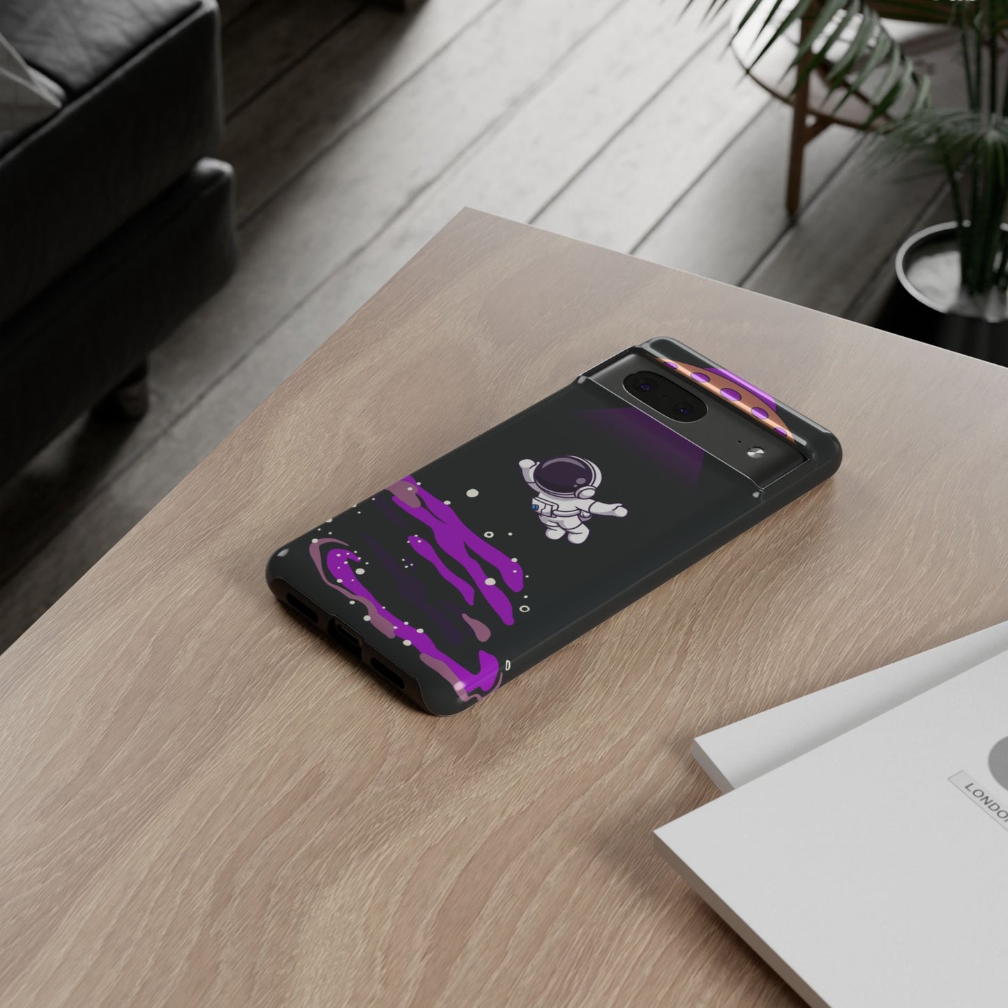 Black and Purple Minimalist Modern Space Phone Case