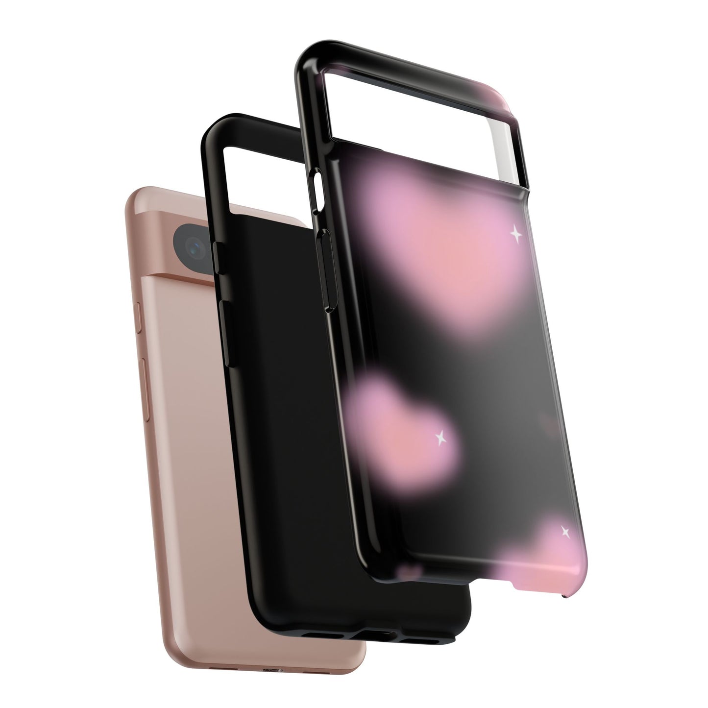 Black and Pink Blurry Heart Phone Case