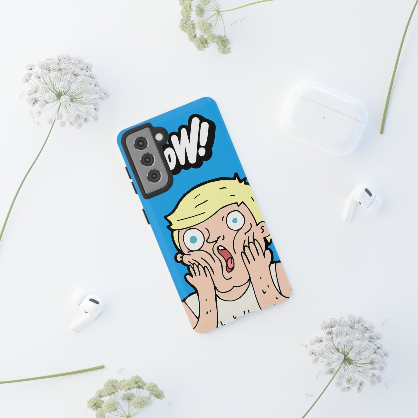 Blue Illustrated Shocked Man Phone Case